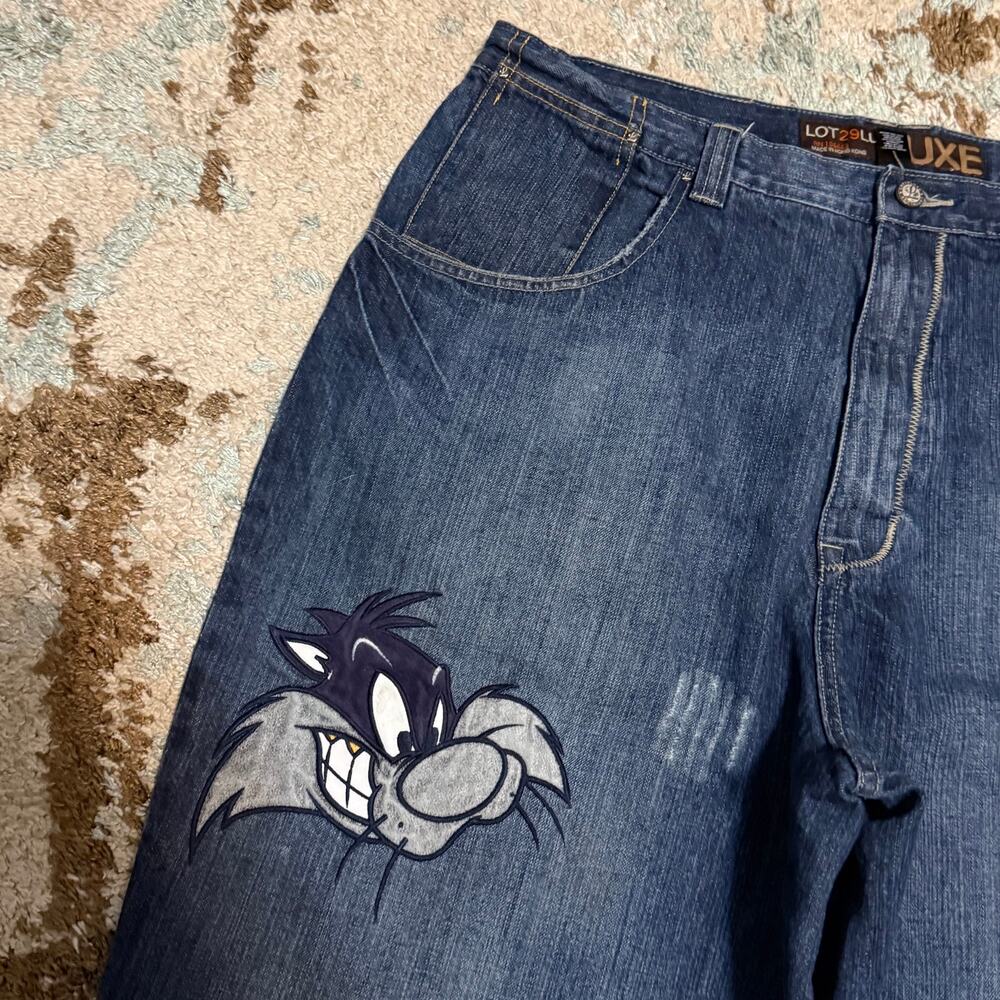 Vintage Lot 29 Luxe Looney Tunes Baggy Jeans Size 40x33 Sylvester Y2K